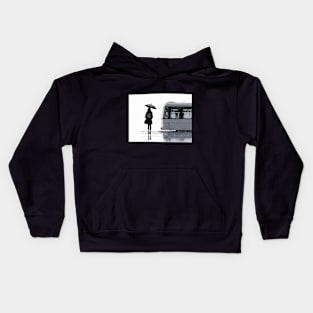 Girl Waiting The Bus Kids Hoodie